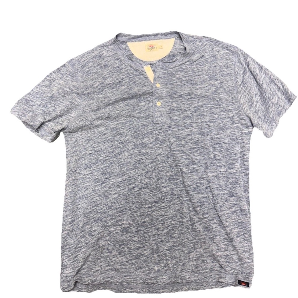 Faherty Heathered Blue Short Sleeve Henley
